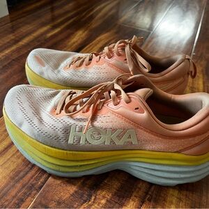 Hoka One One Women's Peach and Yellow Athletic Shoes